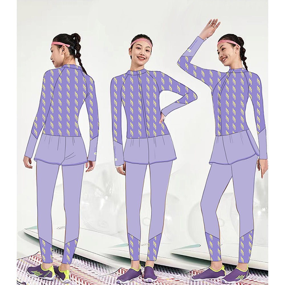 3 pcs Purple ThunderBolt Matching Top,leggings & Jacket style Swimwear set for Pre Teens & Teens - Little Surprise Box3 pcs Purple ThunderBolt Matching Top,leggings & Jacket style Swimwear set for Pre Teens & Teens