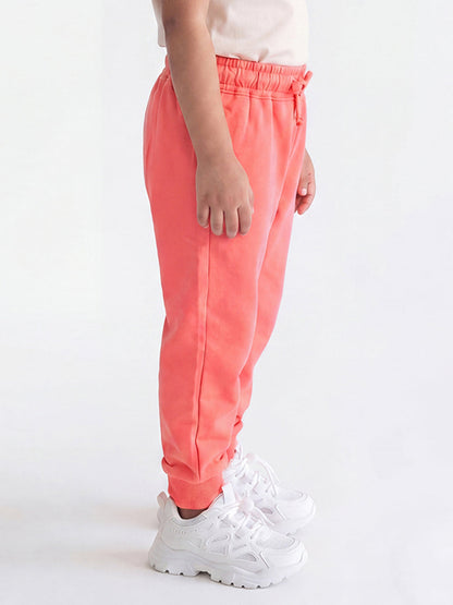 Pink Pop Cotton Joggers for Girls