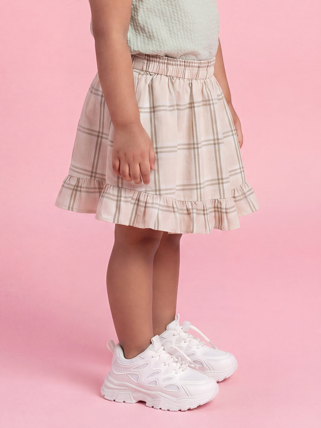 Twirl and Fun Flared Skirt (Green and Beige)