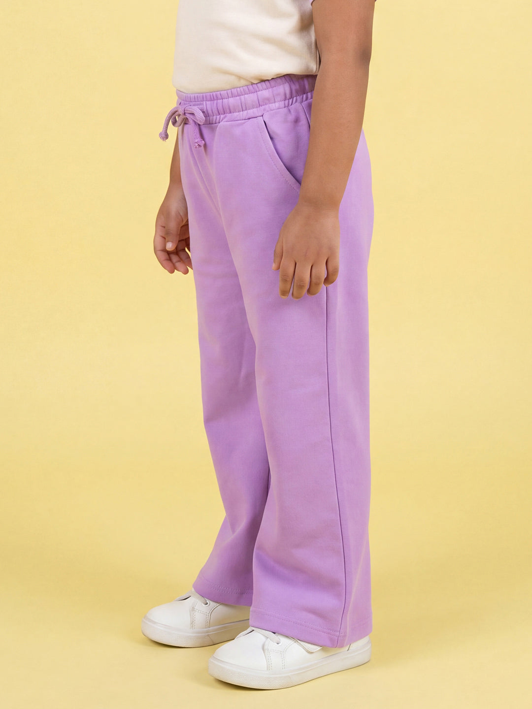Purple Pop Cotton Flared Pants for Girls