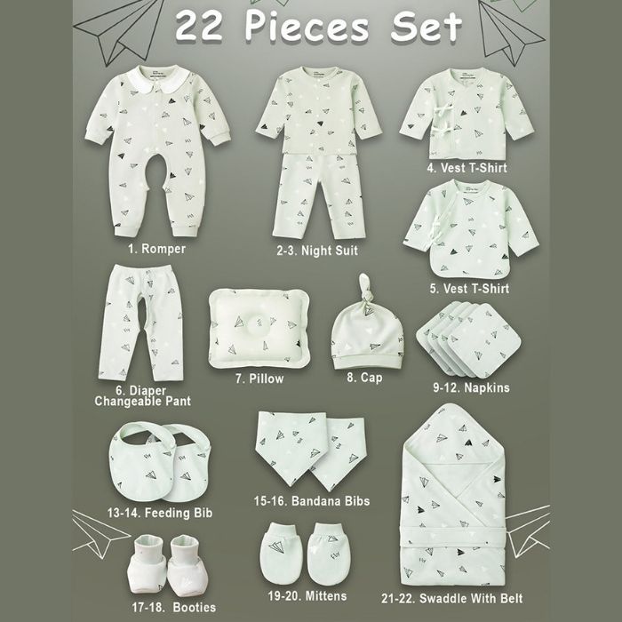 Newborn Baby Boy/Baby Girl 22pcs Gift Box, Mint Green (0 - 12 Months)