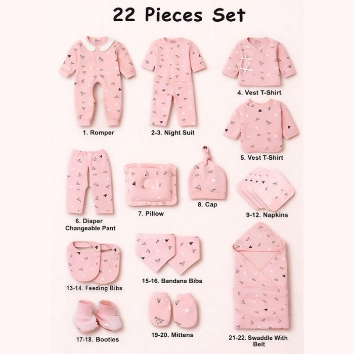 Newborn Baby Boy/Baby Girl 22pcs Gift Box, Peach (0 - 12 Months)