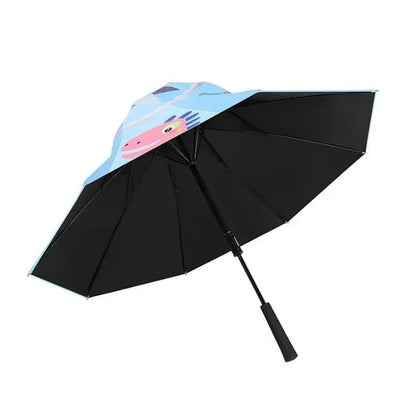 Blue Dino, Unique Mexican Hat Style Kids Umbrella, 5-12 years, Blue