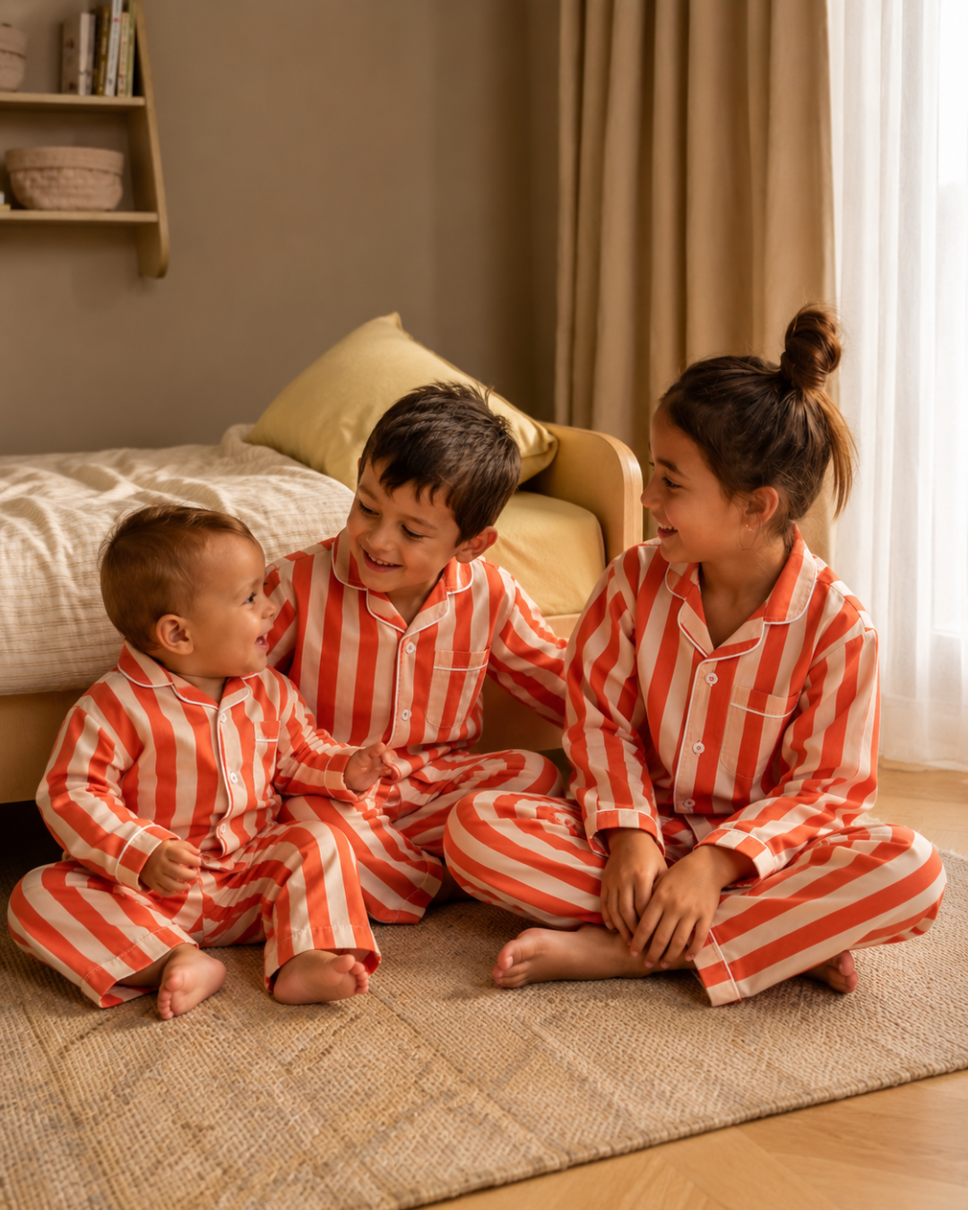 Terracotta Stripe Cotton Night Suit