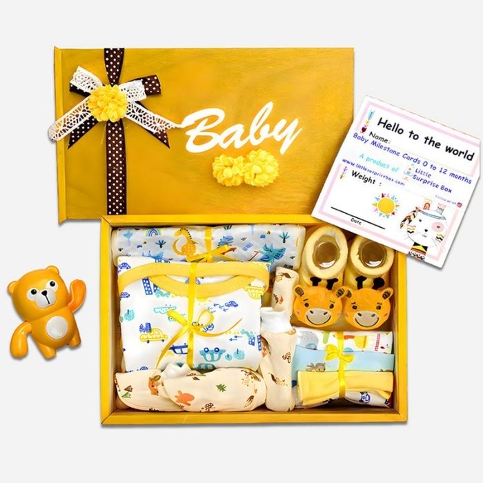 Yellow Sunshine Wooden Baby Shower Box ( Gender Neutral) 0-12 Months