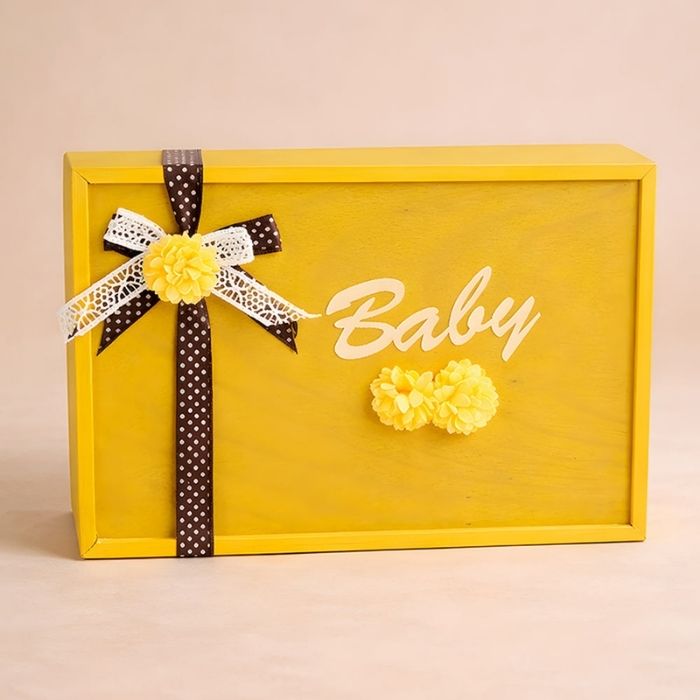 Yellow Sunshine Wooden Baby Shower Box ( Gender Neutral) 0-12 Months