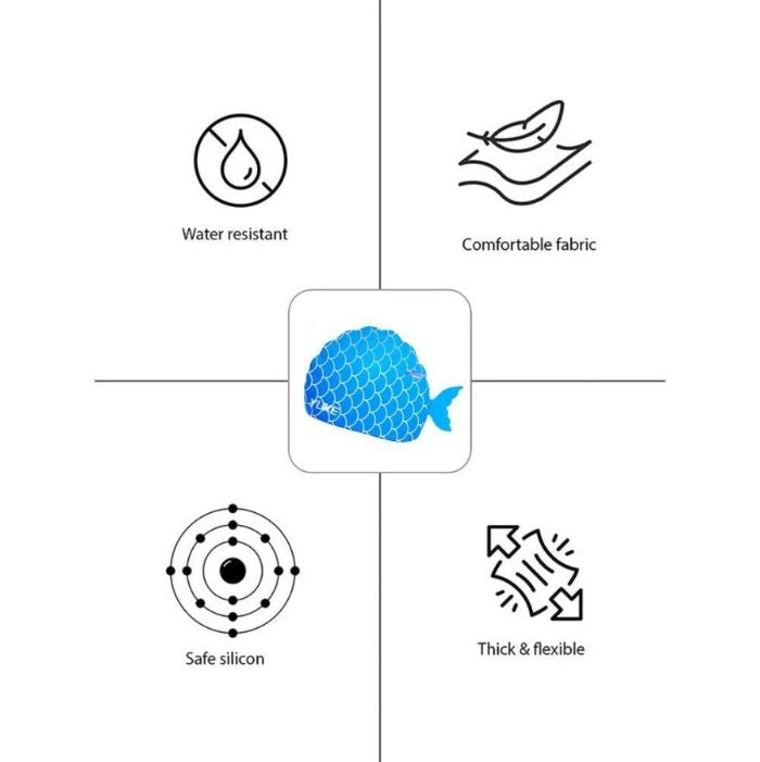 Scales Blue Fishy, Silicone Kids Swim Cap, 5 years -15 years