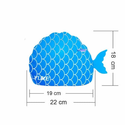Scales Blue Fishy, Silicone Kids Swim Cap, 5 years -15 years