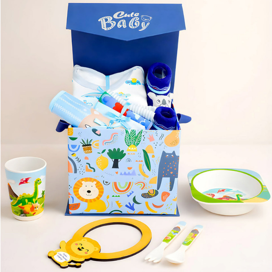 16pcs Blue King Lion Newborn Hamper/Gift Box for Baby Boy, 0-6 months