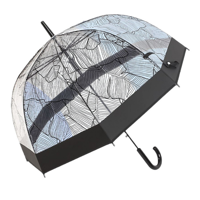 Self Print Black Transparent Umbrella for Kids and Teens, 8Years - 15Years