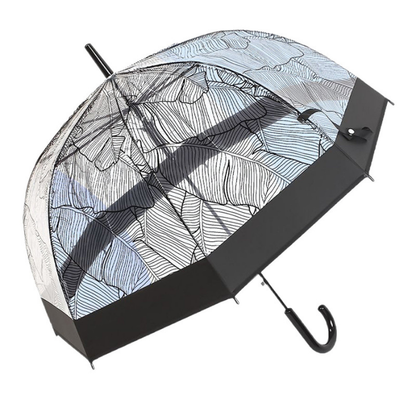 Self Print Black Transparent Umbrella for Kids and Teens, 8Years - 15Years