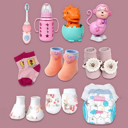 Newborn Baby Girl Wooden Dollhouse Gift Hamper (0-12 months)