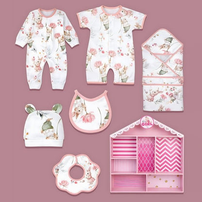 Newborn Baby Girl Wooden Dollhouse Gift Hamper (0-12 months)