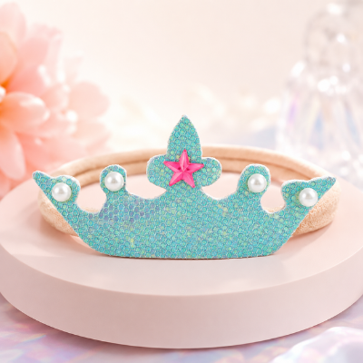 Choko Starry Crown Pearl Headband – Sky Blue