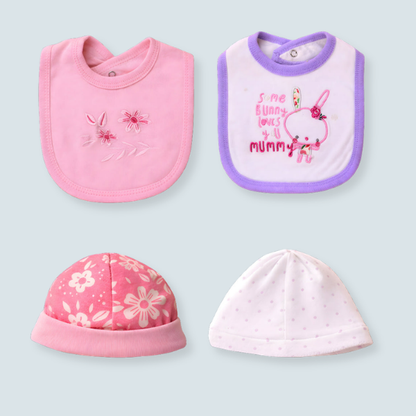 25 pcs, Twin Girls White cane basket themed Newborn Baby Boy, All Season wear,Gift Hamper set, 0-6 months