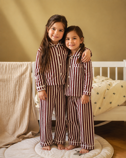 Garnet Stripe Cotton Night Suit