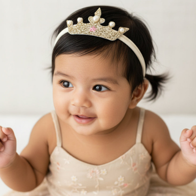 Choko Princess Crown Pearl Headband – Silver
