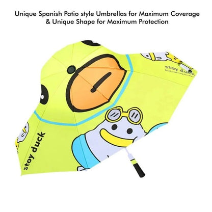 Toy Duck theme, Unique Mexican Hat Style Kids Umbrella, 5-12 years, Green