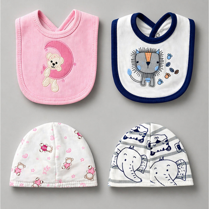 25 pcs, Twin Boy & Girl White cane basket themed Newborn Baby Boy, All Season wear,Gift Hamper set, 0-6 months