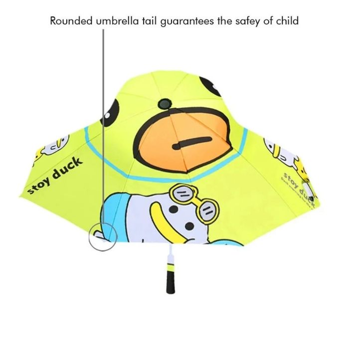 Toy Duck theme, Unique Mexican Hat Style Kids Umbrella, 5-12 years, Green