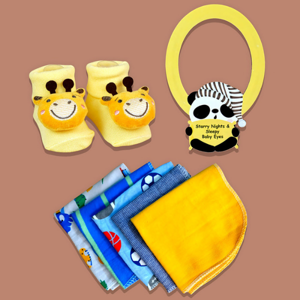 15 pcs Yellow Blessed Home cane basket Neutral gender Newborn Hamper/Giftbox set for Newborn Baby Girl/Boy,0-6 months