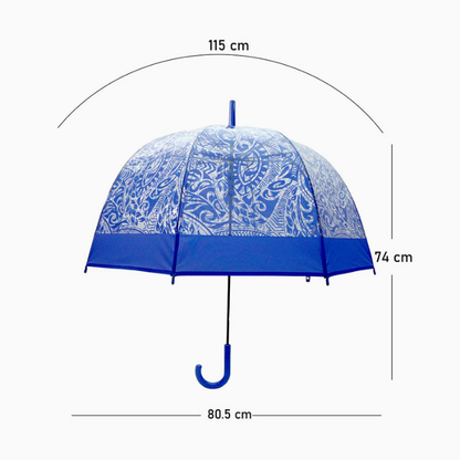 Self Print Dark Blue Transparent Umbrella for Kids and Teens, 8Years - 15Years