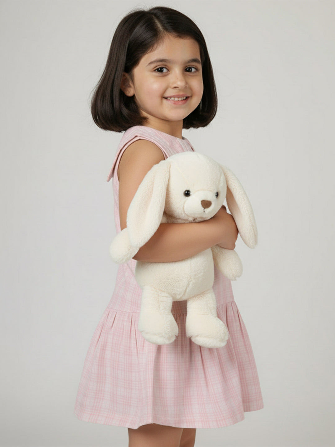 Peterpan Checked Sleeveless Dress for Girls (Pink)