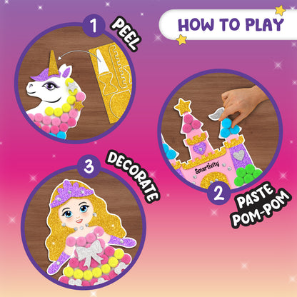 Smartivity POM POM MAGNET CRAFTS - Princess and Unicorn Magicland STEM Toy for Kids 4+