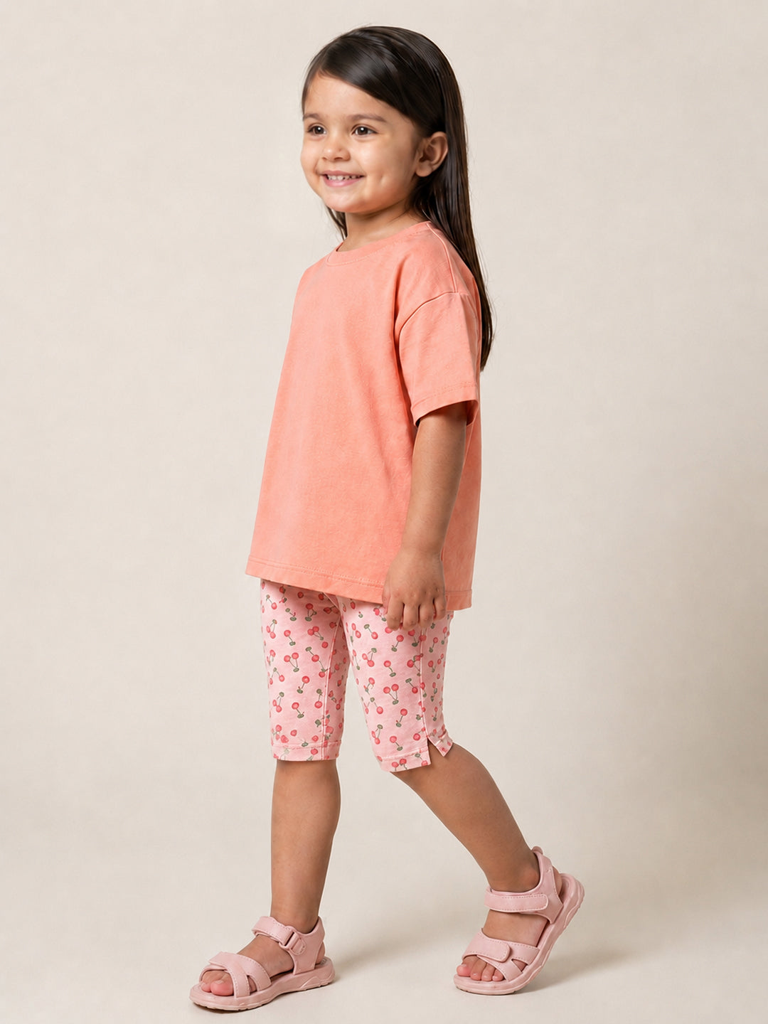 Fruity Fun Tights and Oversized T-shirt Set for Girls (Pink)