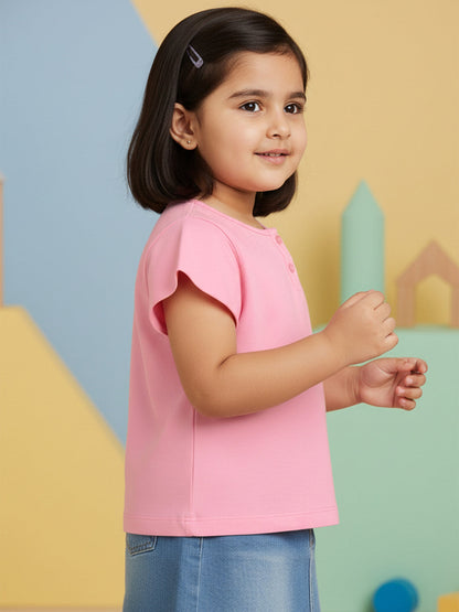 Button Up T-shirt in Pink