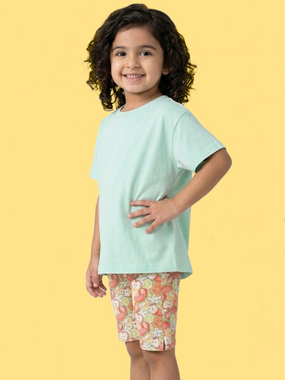 Fruity Fun Tights and Oversized T-shirt Set for Girls (Blue)