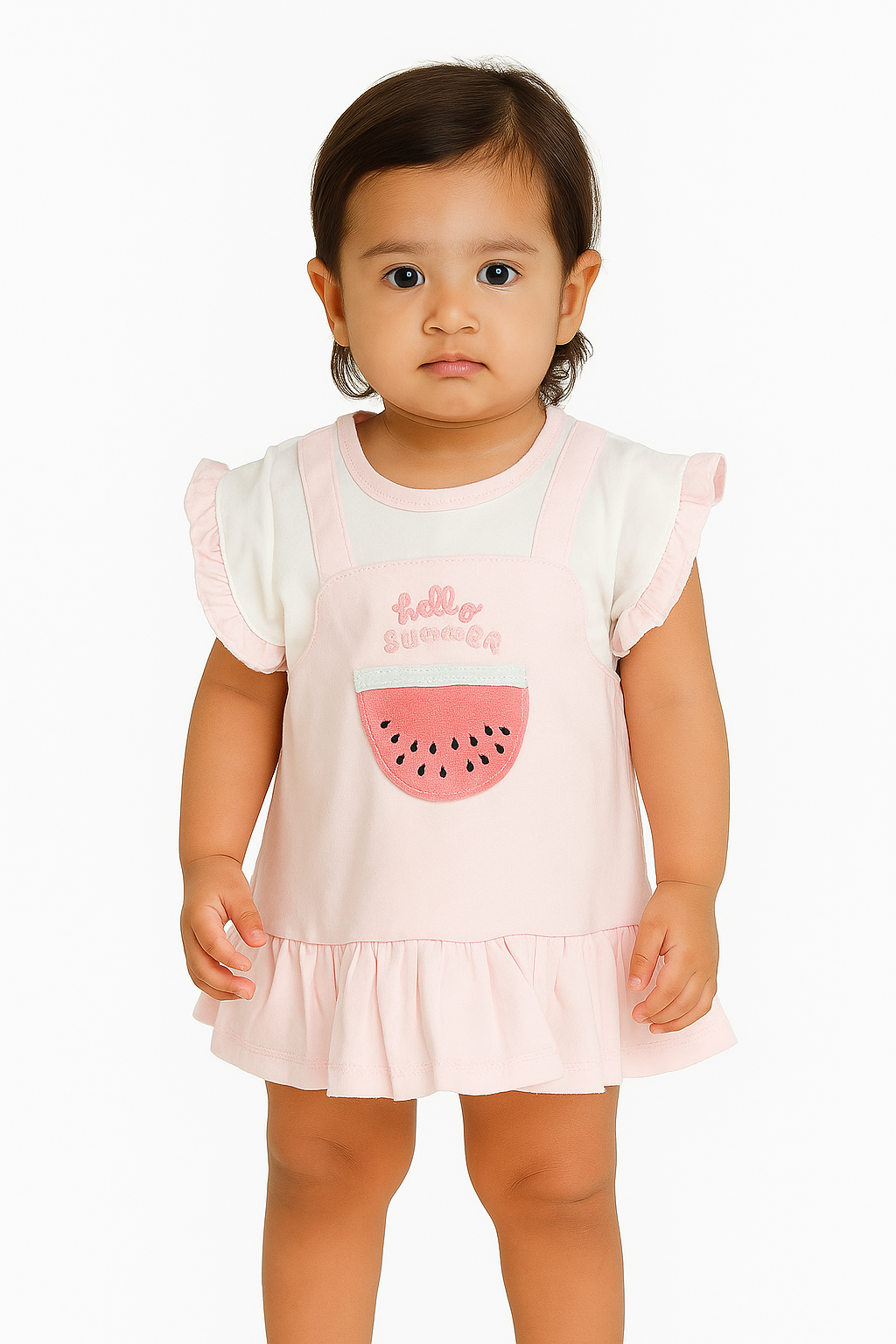 Hello Summer Watermelon Ruffle Top & Diaper‑Cover Set