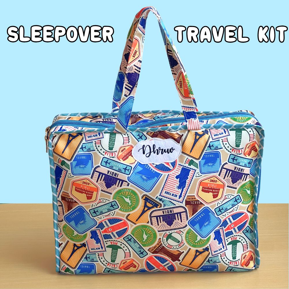 Travel bag with travel-themed design