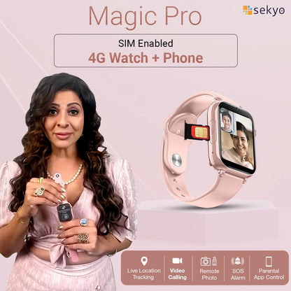 Sekyo Magic Pro Kids Smartwatch with Calling | Live & Accurate GPS Tracking, Video Call, SOS Alert, Route History, Pedometer & Games | 4G/5G SIM Support | Parent App & Habit Coach | Boys & Girls