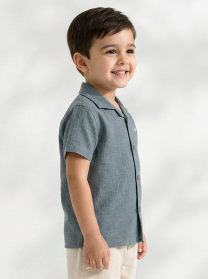 On Vacay Casual Resort Collared Shirt for Boys (Blue)