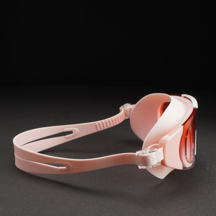 Pink with Coral Full Glass panel styled Anti-Fog UV Protection Leakproof design Swim Goggles for Adults