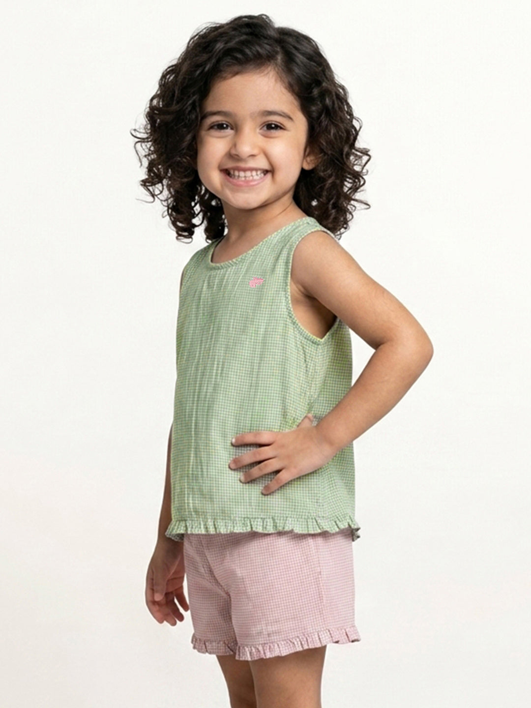 The Check This Out Coord Set for Girls (Pink and Green)