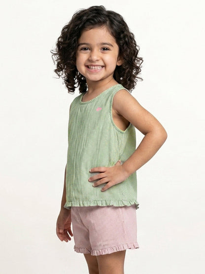 The Check This Out Coord Set for Girls (Pink and Green)