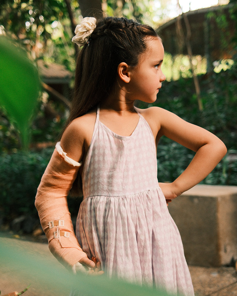 Bloom dress in lilac rhombus