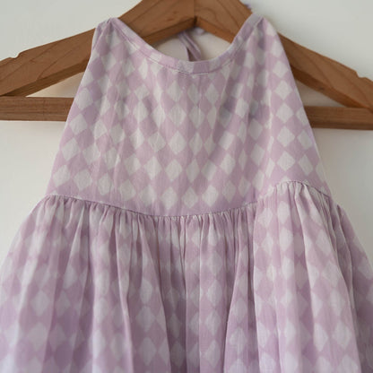 Bloom dress in lilac rhombus