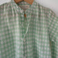 Barefoot boy shirt in sage green rhombus