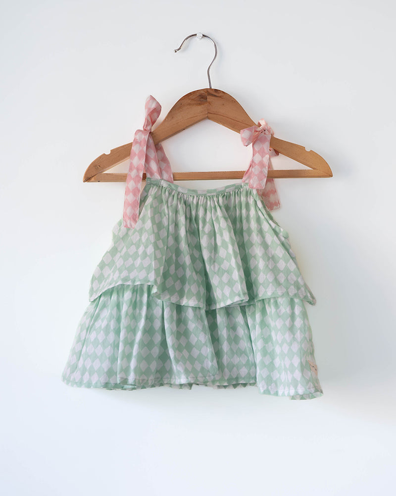 Wander co-ord Set in sage green rhombus