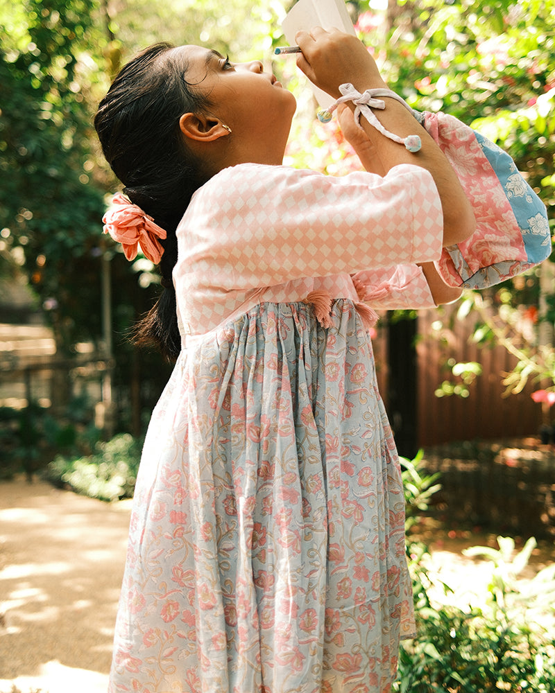 Tassel dress in sky blue butterfly