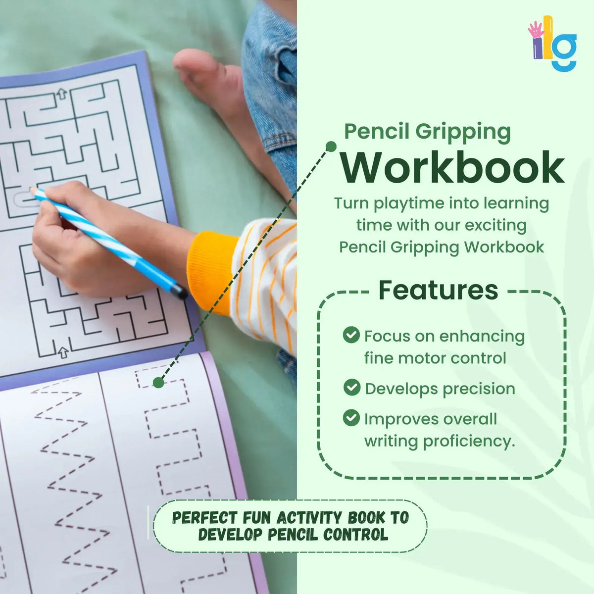 iLearnNGrow Pencil Gripping Workbook – Handwriting Practice Workbook for Kids