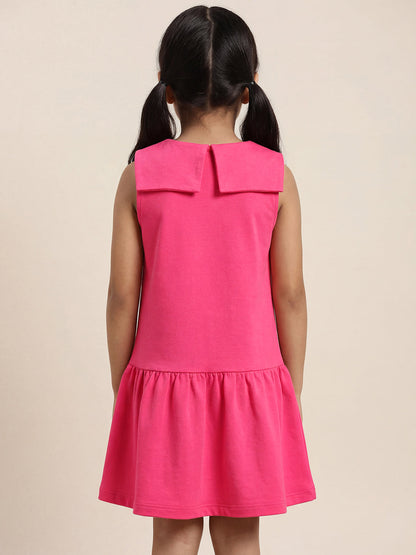 Peterpan Floral Sleeveless Dress for Girls (Fuchsia Pink)