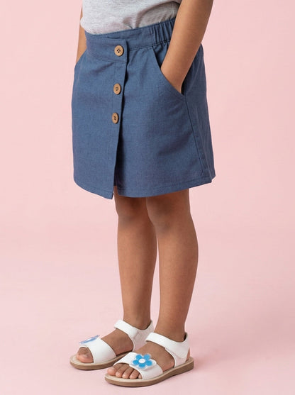 Play Free Denim Skort (Skirt + Shorts) in Blue