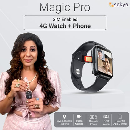 Sekyo Magic Pro Kids Smartwatch with Calling | Live & Accurate GPS Tracking, Video Call, SOS Alert, Route History, Pedometer & Games | 4G/5G SIM Support | Parent App & Habit Coach | Boys & Girls