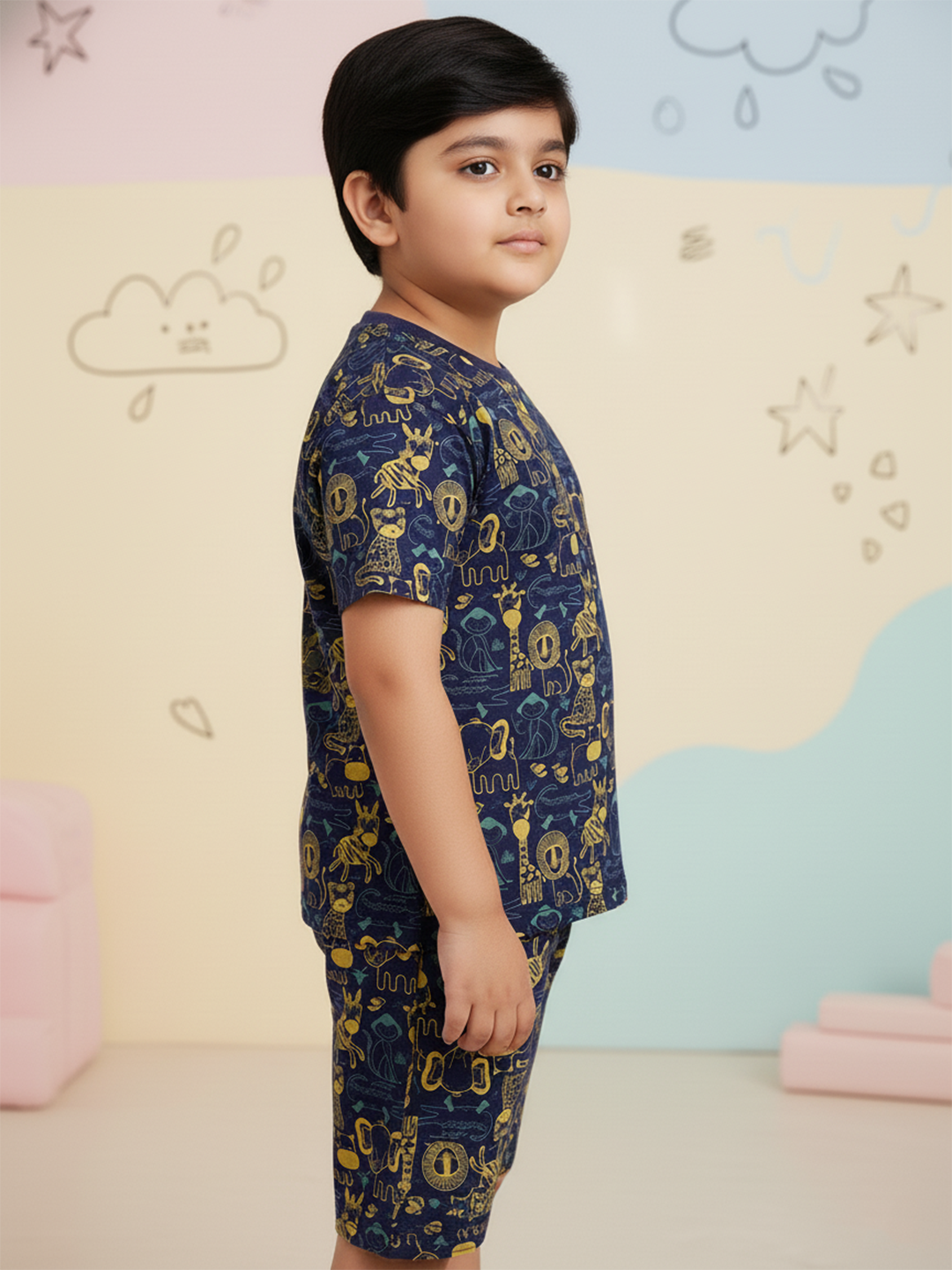 African Safari Coord Set for Boys (Navy Blue)