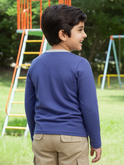 Navy Mélange Mix Rib T-shirt