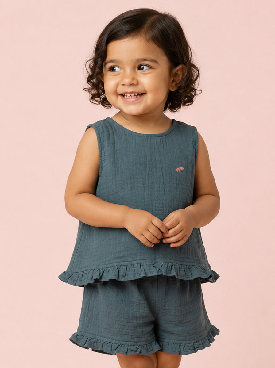 The Check This Out Coord Set for Girls (Blue)